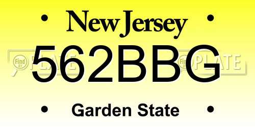 562BBG New Jersey License Plate
