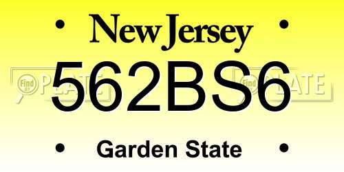 562BS6 New Jersey License Plate