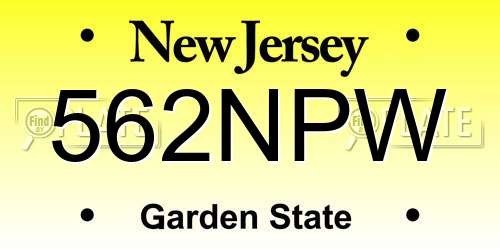 562NPW New Jersey License Plate