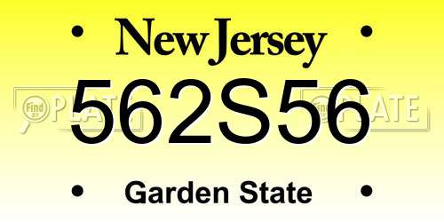 562S56 New Jersey License Plate