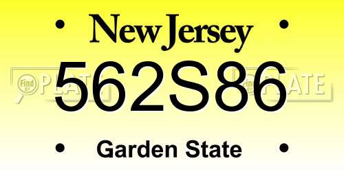 562S86 New Jersey License Plate