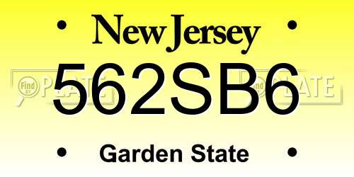 562SB6 New Jersey License Plate