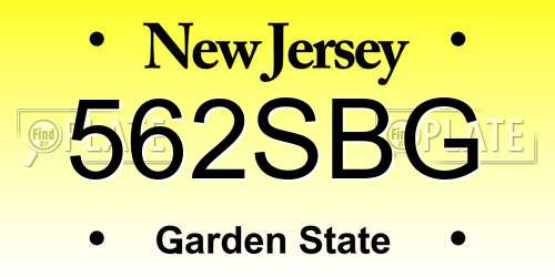 562SBG New Jersey License Plate