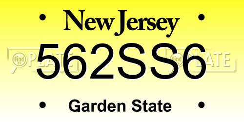 562SS6 New Jersey License Plate