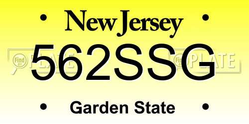 562SSG New Jersey License Plate