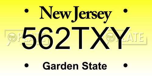 562TXY New Jersey License Plate
