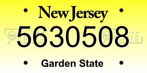 5630508 New Jersey License Plate