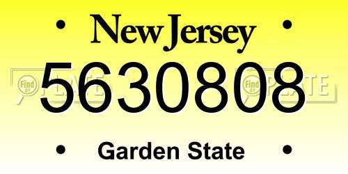 5630808 New Jersey License Plate