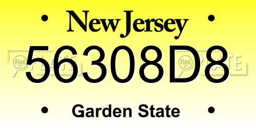 56308D8 New Jersey License Plate