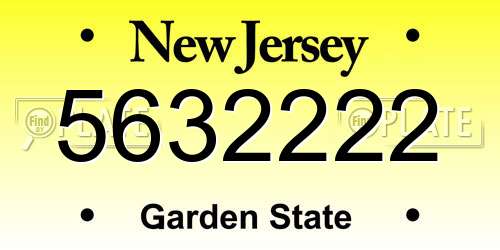 5632222 New Jersey License Plate