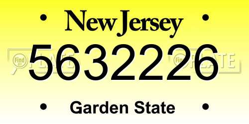 5632226 New Jersey License Plate