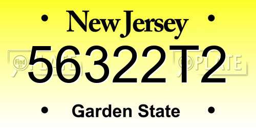 56322T2 New Jersey License Plate