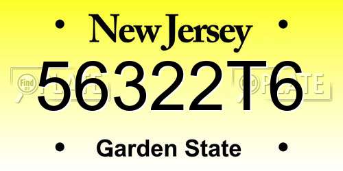 56322T6 New Jersey License Plate