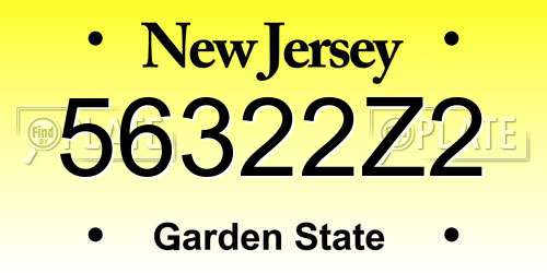 56322Z2 New Jersey License Plate