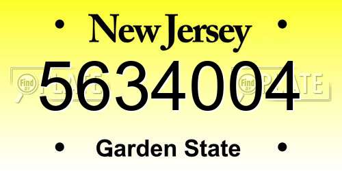 5634004 New Jersey License Plate