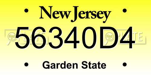 56340D4 New Jersey License Plate