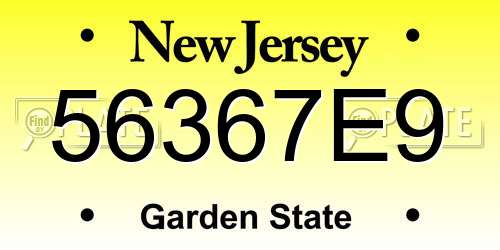 56367E9 New Jersey License Plate