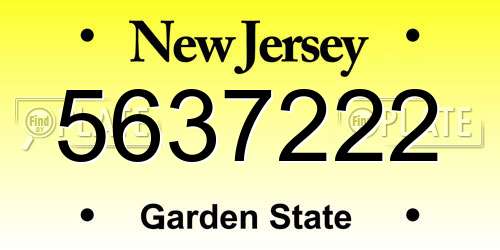 5637222 New Jersey License Plate