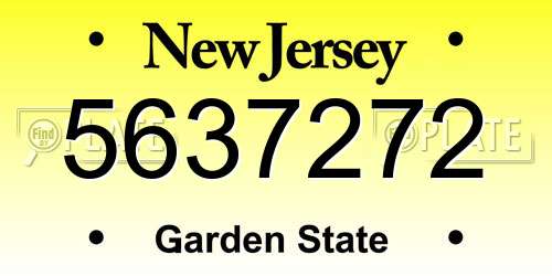 5637272 New Jersey License Plate