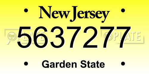 5637277 New Jersey License Plate