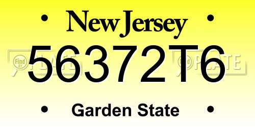 56372T6 New Jersey License Plate