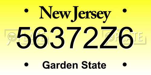 56372Z6 New Jersey License Plate