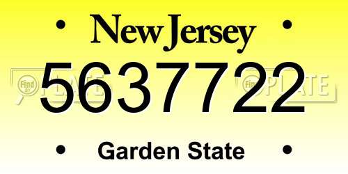 5637722 New Jersey License Plate