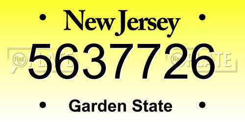 5637726 New Jersey License Plate