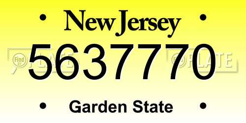 5637770 New Jersey License Plate