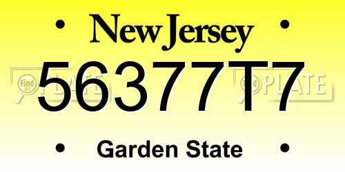 56377T7 New Jersey License Plate
