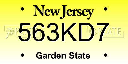 563KD7 New Jersey License Plate