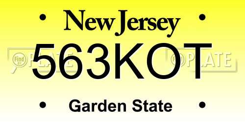 563KOT New Jersey License Plate