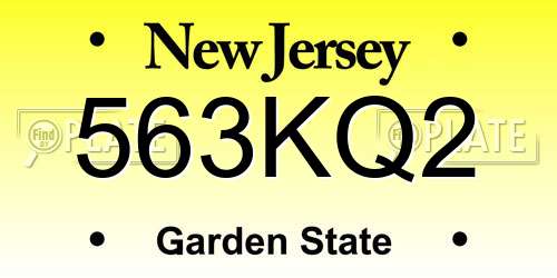 563KQ2 New Jersey License Plate