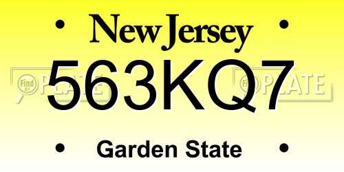 563KQ7 New Jersey License Plate
