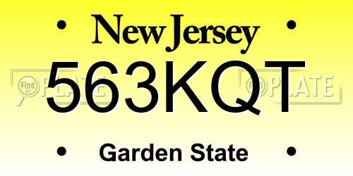 563KQT New Jersey License Plate