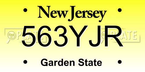 563YJR New Jersey License Plate