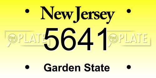 5641 New Jersey License Plate