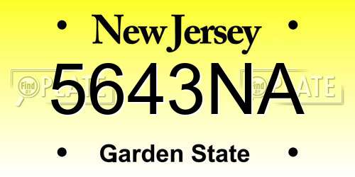 5643NA New Jersey License Plate