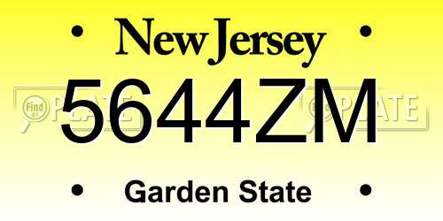5644ZM New Jersey License Plate