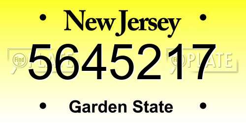 5645217 New Jersey License Plate