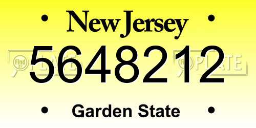 5648212 New Jersey License Plate