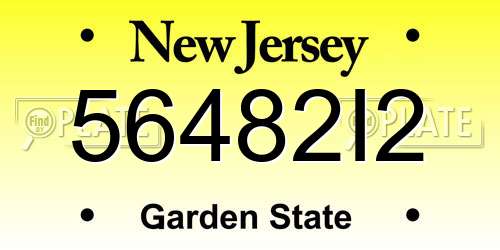 56482I2 New Jersey License Plate