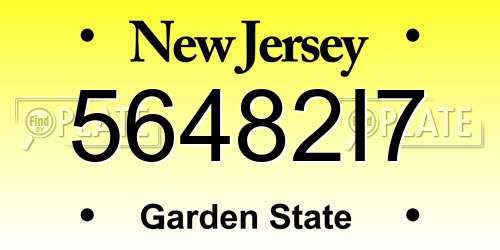 56482I7 New Jersey License Plate