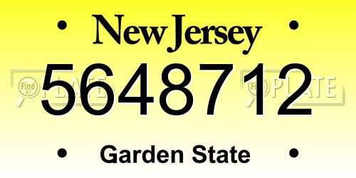 5648712 New Jersey License Plate