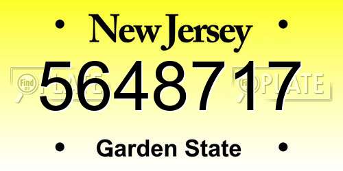 5648717 New Jersey License Plate