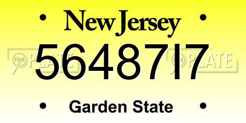 56487I7 New Jersey License Plate