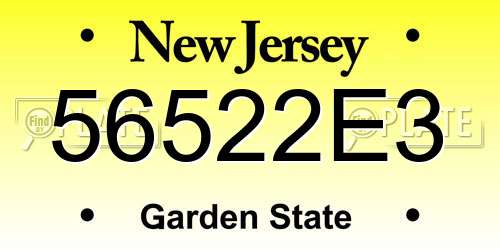 56522E3 New Jersey License Plate