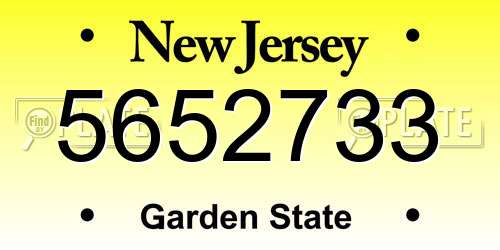 5652733 New Jersey License Plate