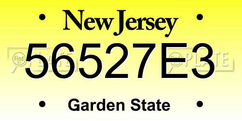 56527E3 New Jersey License Plate