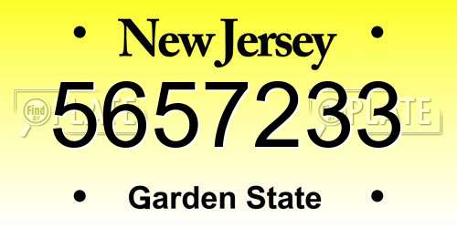 5657233 New Jersey License Plate